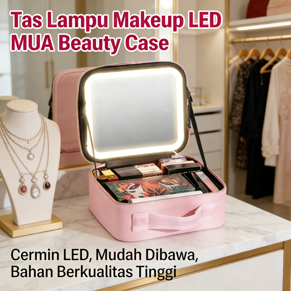 Case LED Beauty MUA Tas Tas Makeup Lampu With Dengan Cermin Mua Lampu