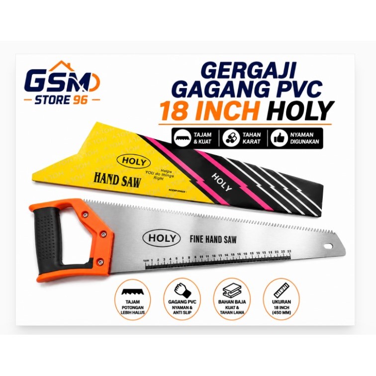 GERGAJI KAYU GAGANG FIBER / KARET 18 INCH - HOLY