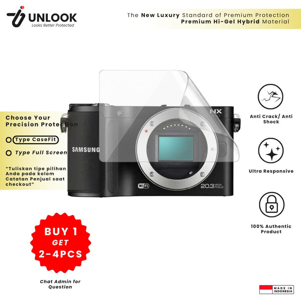 UNLOOK Hi-GEL HYBRID Hydrogel+ Screen Guard for Samsung NX3000, NX300, NX30, NX210, NX2000, NX200, N