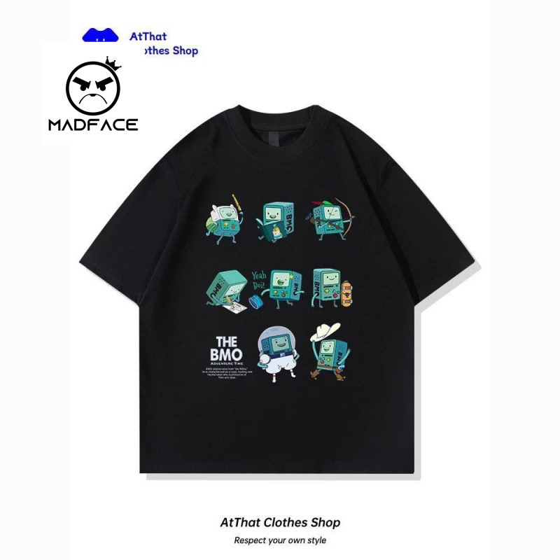 Adventure Living Treasure T-shirt AdventureTime Anime Musim Panas Longgar Pinggiran BMO Siswa Advent