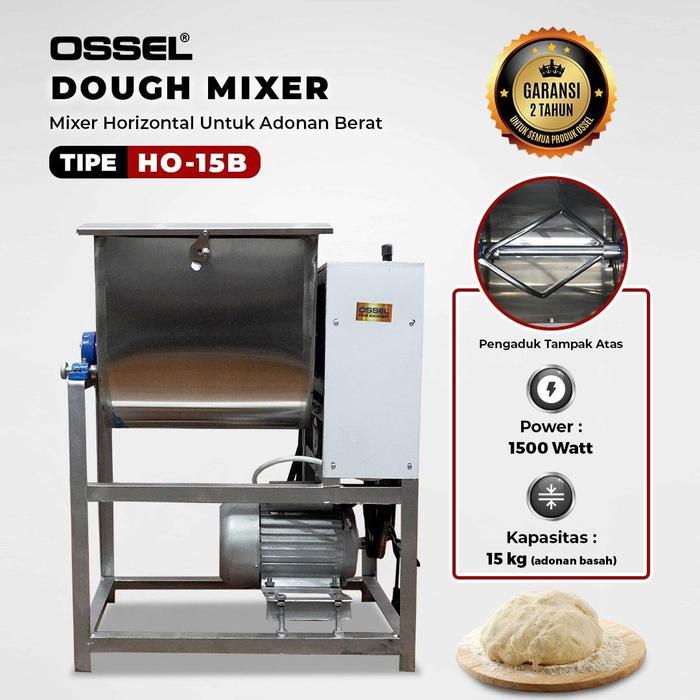 Mixer Roti Horizontal Ossel HO-15B Dough Mesin Pengaduk Adonan Donat