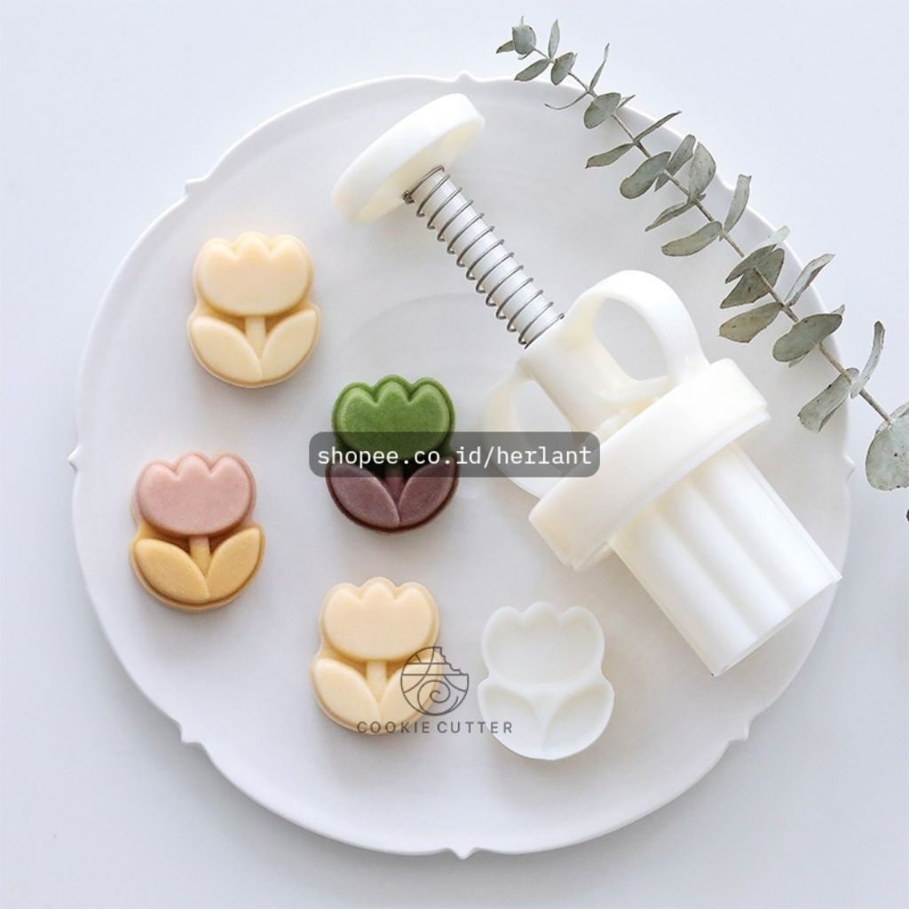 HH Cetakan Bunga Tulip 20-30gr Kue Bulan Stempel Nastar Flower Mooncake Mold Cake Plunger