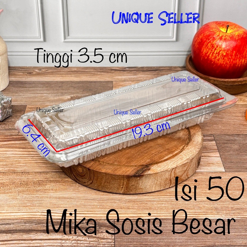 isi50 Mika Sosis Besar H24 / Tray Mika Sosis Corndog Hotdog Jagung Bakar Sate Cilok Sempol Telur Tel