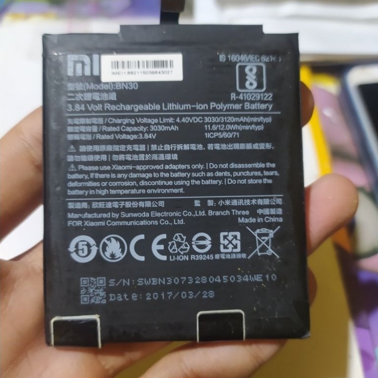Baterai Redmi 4A Original Cabutan