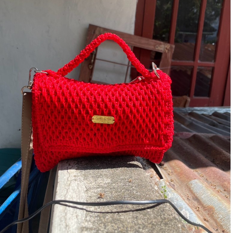 tas rajut pesta motif diamond