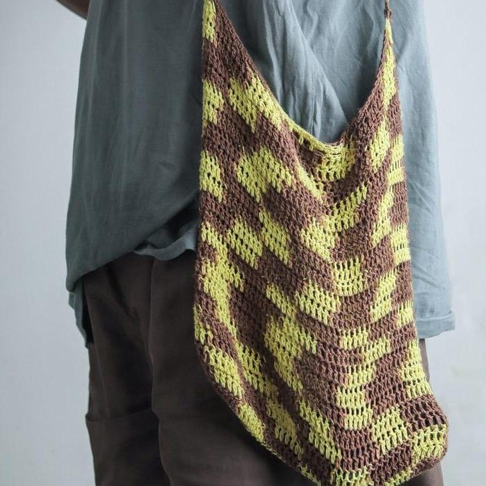 Handmade Bag Tas Noken Selempang Bahu Rimba Rajut Handmade Pria Wanita Ready