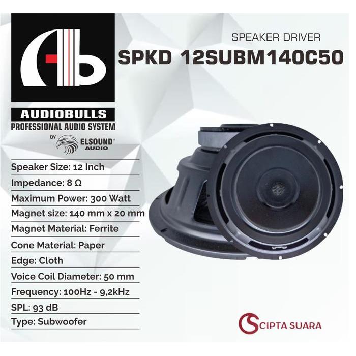 Speaker Driver 12 Inch Elsound SUBWOOFER - SPKD 12SUBM140C50