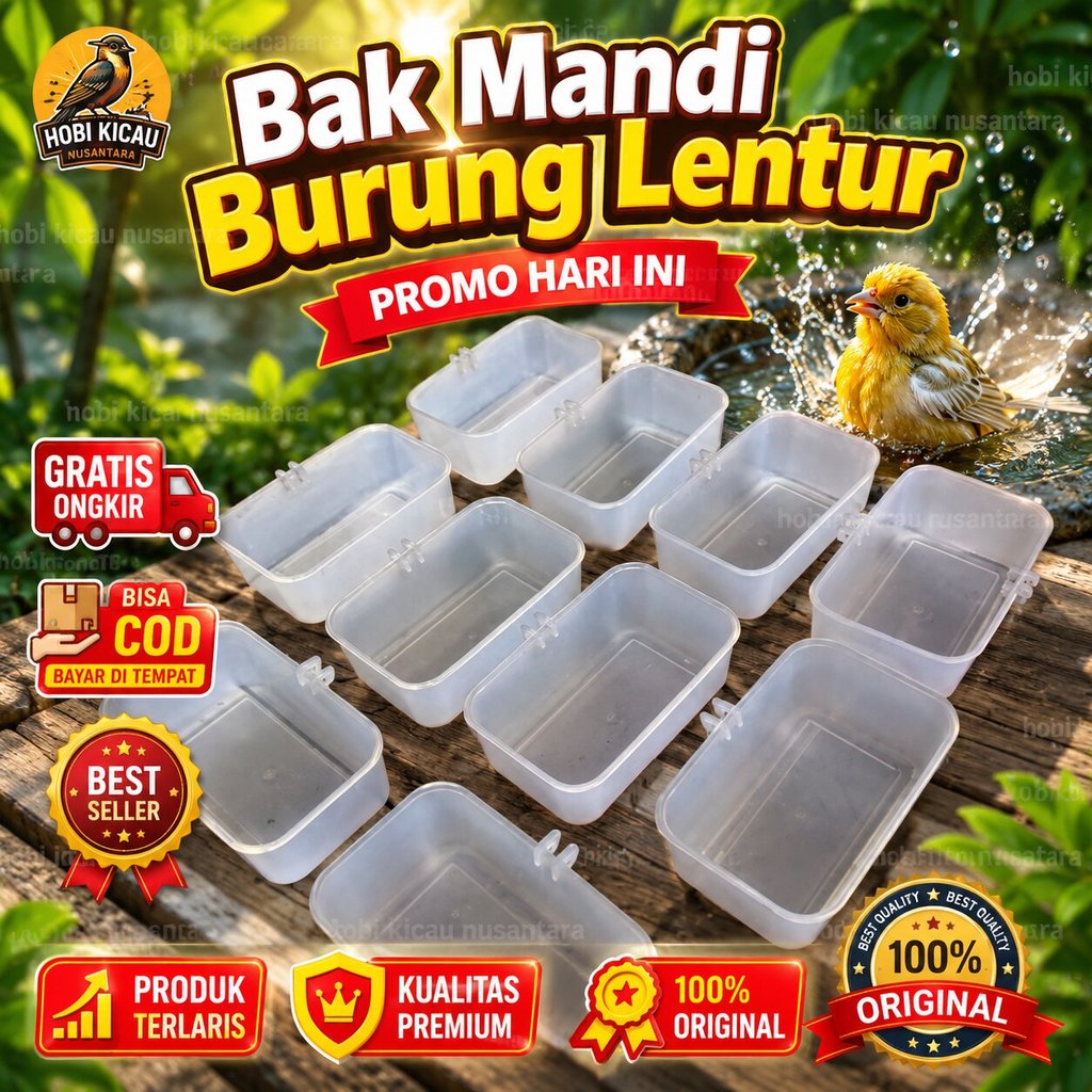 Cepuk Mandi Lentur Ukuran Besar Kenari Kacer Murai Bak Mandi Burung Lentur