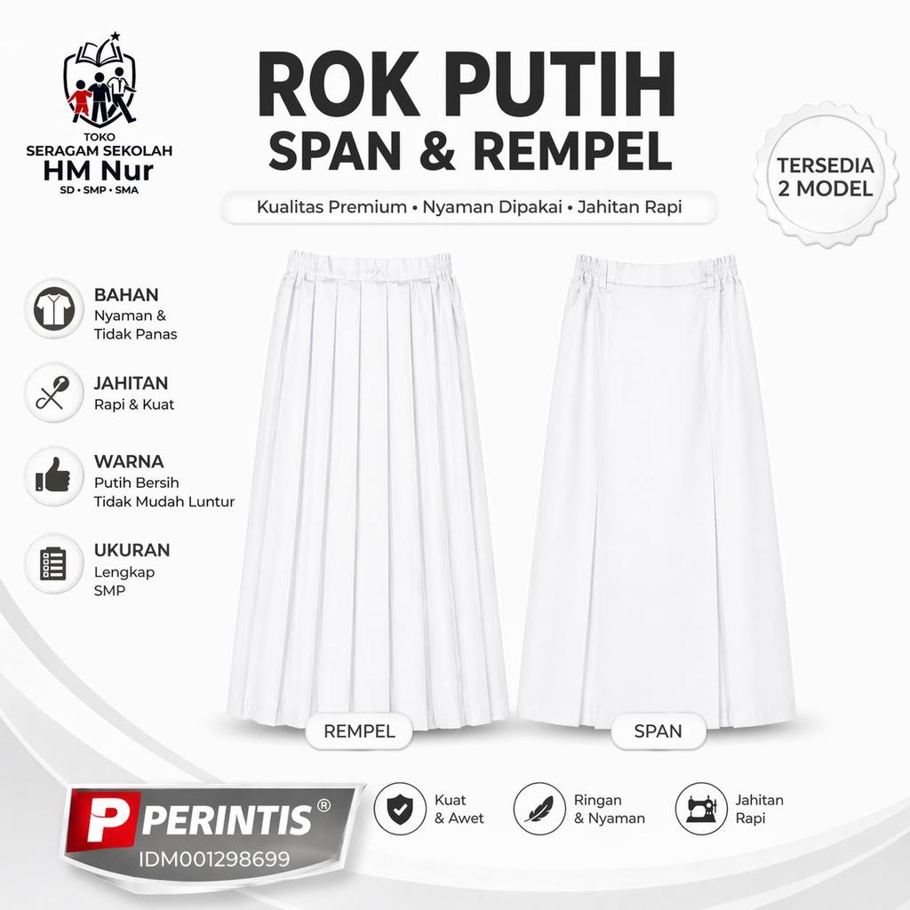 Rok Panjang Warna Putih Model Span & Remple - Bawahan Rok Putih Panjang Span & Rempel