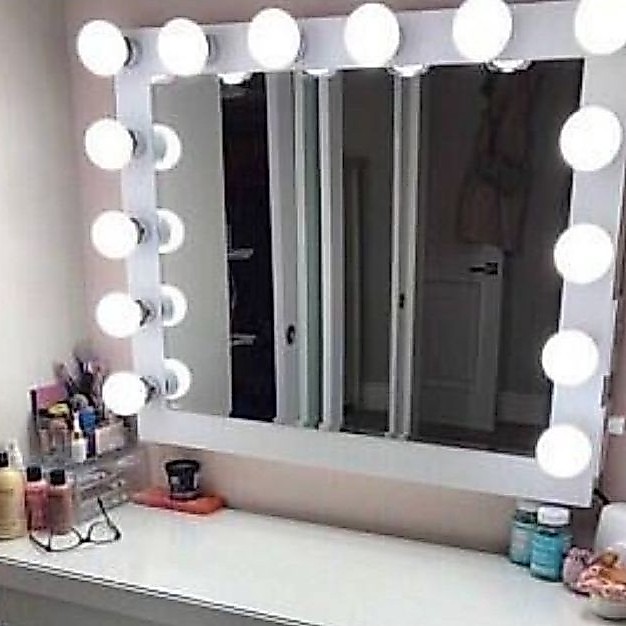 Kaca Cermin Salon Barber Make up Cermin Lampu Salon Rias kaca Meja Dinding