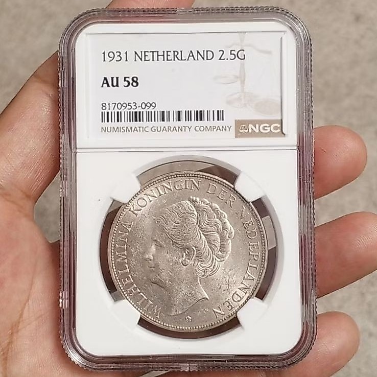 NGC AU 58 2,5 Gulden Wilhelmina thn 1931 099
