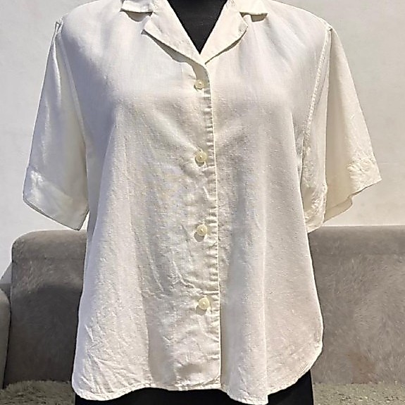 kemeja linen wanita - off white
