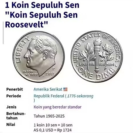 Koin One Dime US Liberty Koin Nikel Silver Ondime Ori