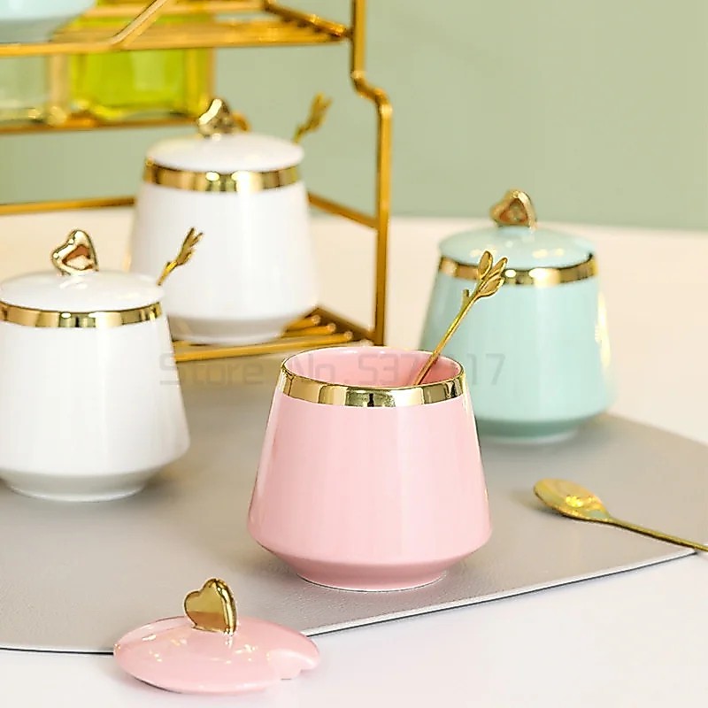 Nordic style household glass seasoning box combination set oil bottle pot salt pot iron double shelf