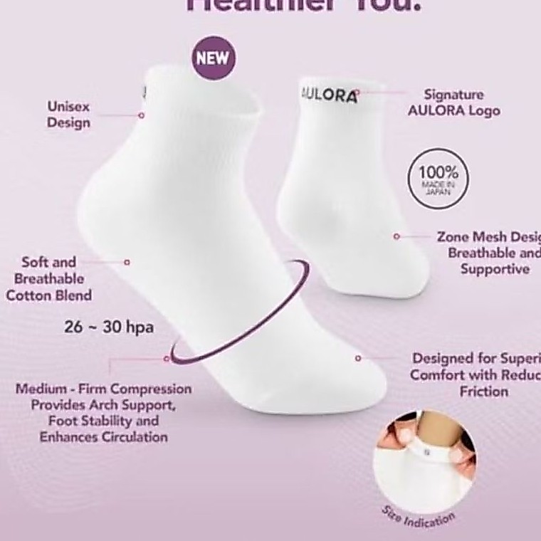 Aulora sock kaos kaki kesehatan putih