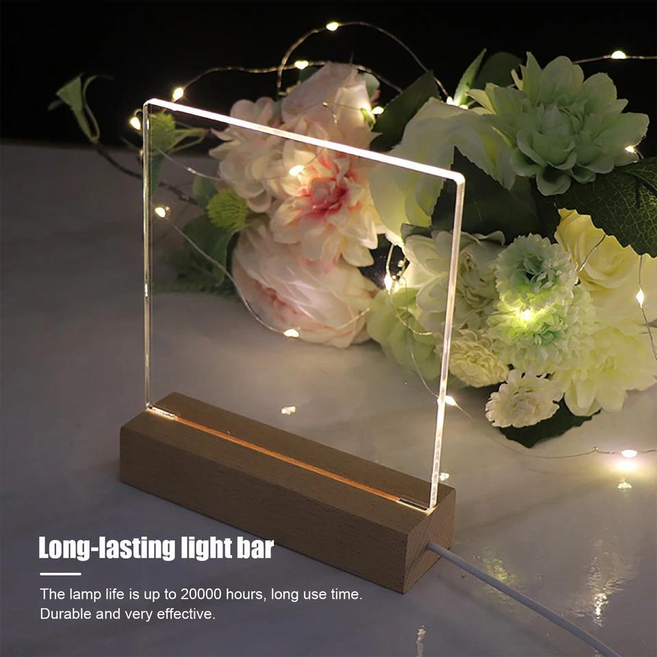 1-10PCS Lampu LED USB Kayu, Display Kristal, Alas Kayu Berlampu, Dudukan Akrilik, Alas Lampu Akrilik