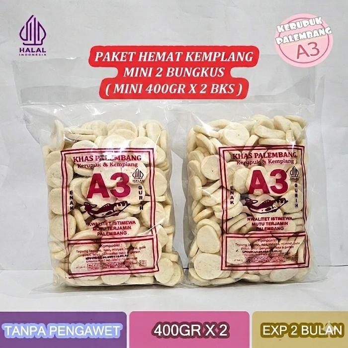 PROMO  PAKET HEMAT KEMPLANG MINI 2 BUNGKUS (MINI 400 GR X 2 BKS)  KERUPUK KEMPLANG A3 PALEMBANG