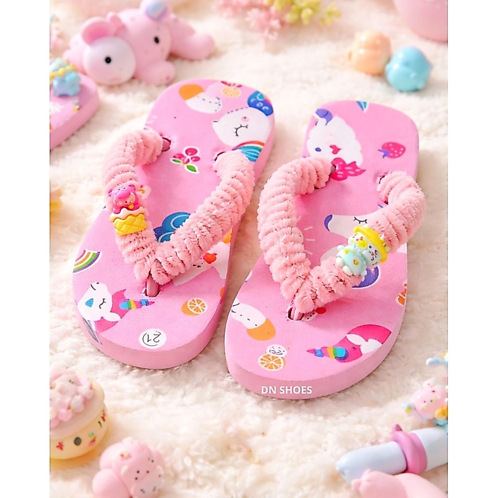 DN Shoes Sandal Anak Perempuan Lucu Unicorn Pink Cute Anti Slip Sandal Jepit Anak Karakter Gemo