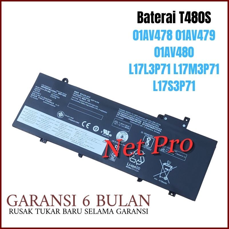 Baterai Battery Laptop Model 01AV478 01AV479 01AV480 - L17L3P71 L17M3P71 L17S3P71 -NPRO