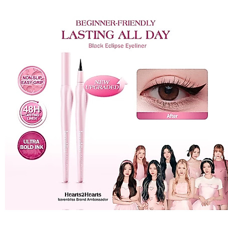 barenbliss Black Eclipse Eyeliner 48H Tahan Lama Waterproof & Smudge-Proof Matte Black Finish Precis