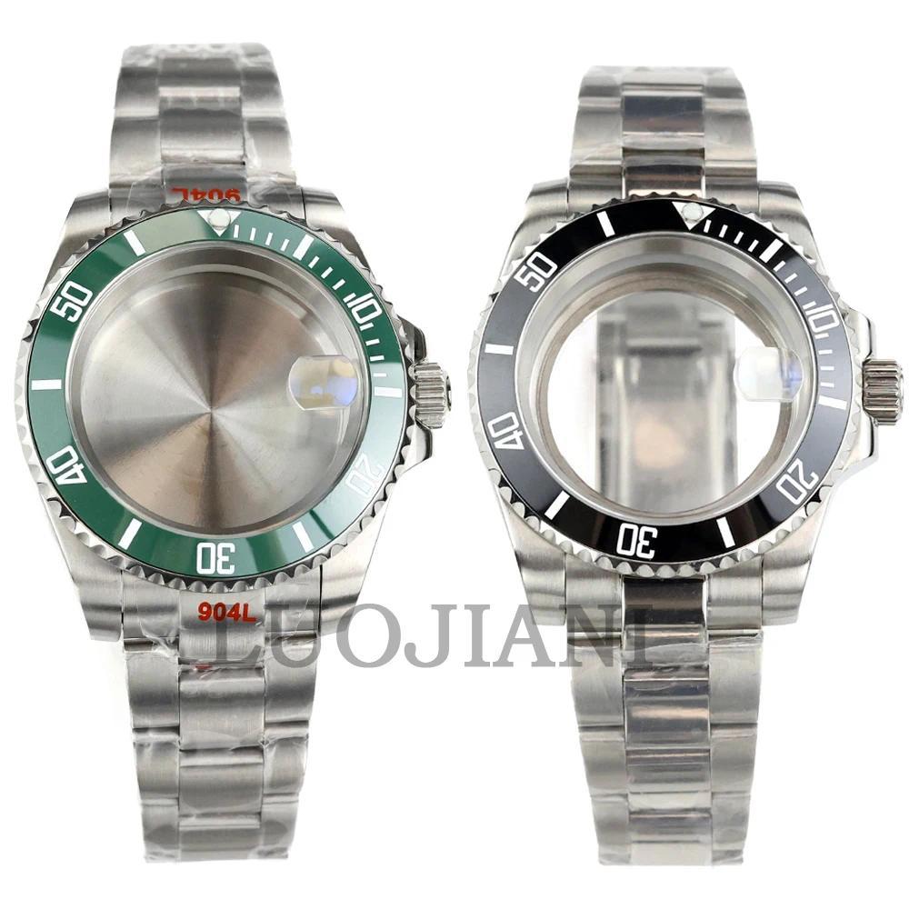Untuk Casing Jam Tangan Submariner 40mm NH35 Perak, Casing Jam Tangan Solid dengan Tali Oyster/Jubil