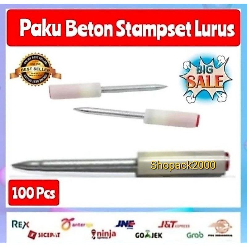 Paku Stampset Ramset Mesiu Lurus Paku Beton Ledak Per 100 Pcs