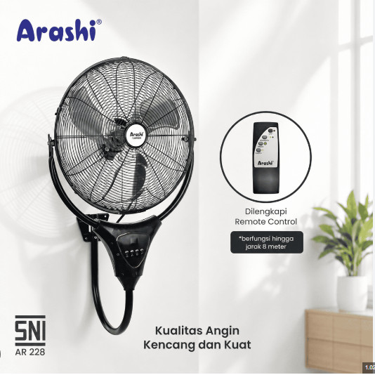 ARASHI Kipas Angin Dinding Industri 20 Inch REMOTE AIF 228 TORPEDO
