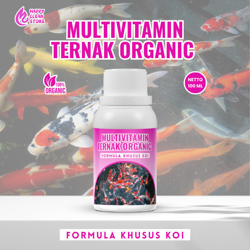 BM - Happy Clean Store Multivitamin Ternak Organic Khusus Ikan Koi % Organik  Formula Khusus Koi Men