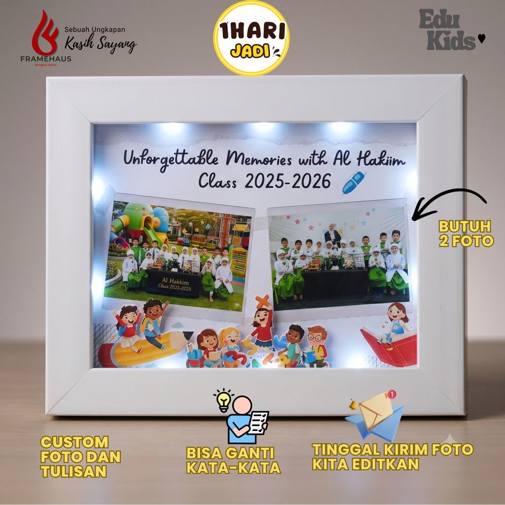 KADO UNIK Frame Foto Polaroid dengan Lampu  GIFT FRAME Kado Ulangtahun Wisuda  Pernikahan Anniversar