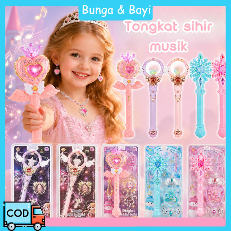 Mainan Tongkat Ajaib Anak-anak Set Perhiasan Tongkat Ajaib Musik Mainan Tongkat Ajaib Dongeng Akseso