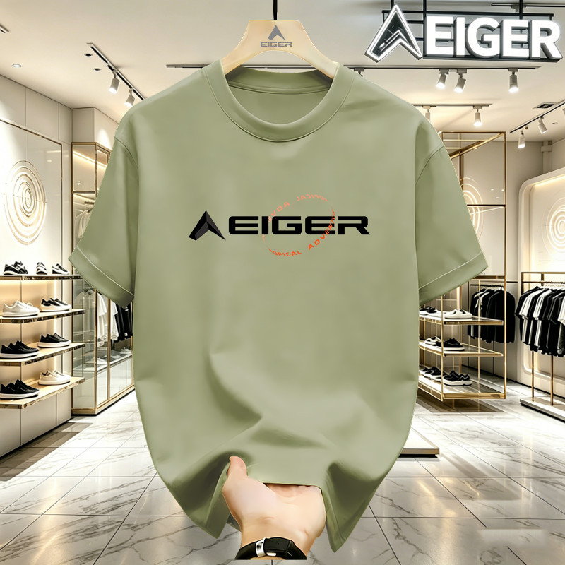 Kaos Eiger Polos Pendek Oversize Katun 24S Nyaman Unisex Fashion Kasual Pria Wanita