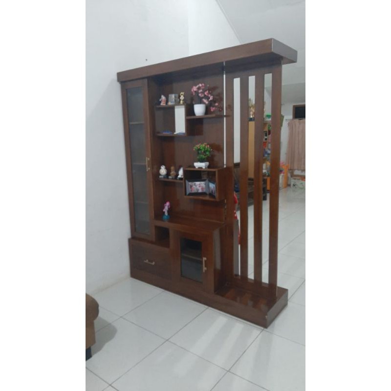 Partisi 2 Muka Kayu Jati 150x200 Finishing Natural