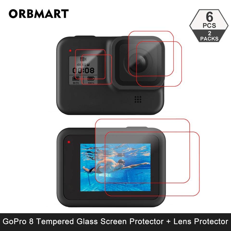 Pelindung Layar Kaca Tempered untuk GoPro Hero 8 Black, Pelindung Lensa, Film Pelindung untuk Akseso