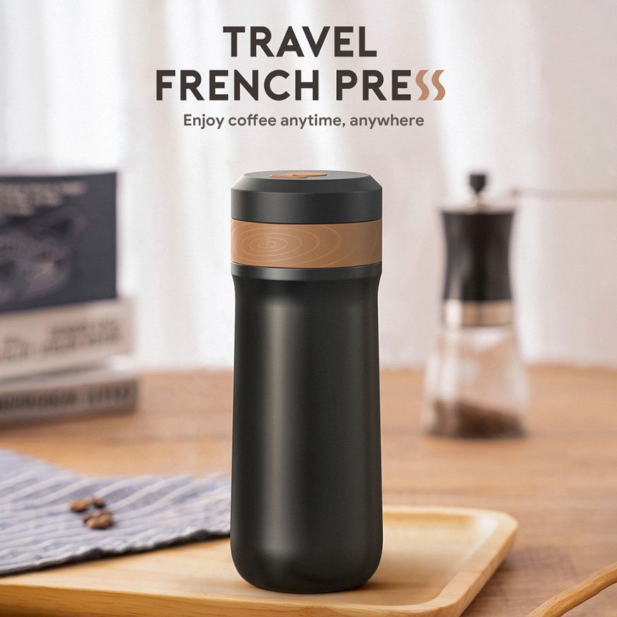 French Press Portable Coffee Maker Tumbler Stainless 320ml - FK11