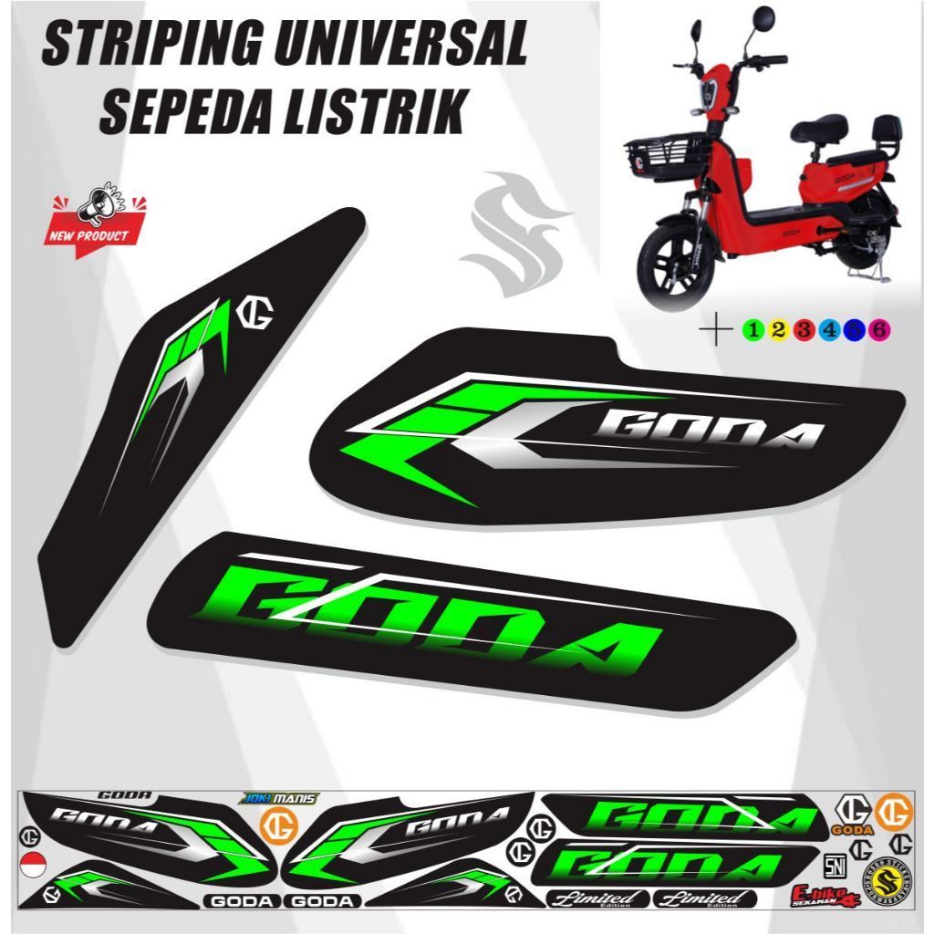 COD / STICKER SEPEDAH LISTRIK GOD / VARIASI STRIPING SEPEDAH GODA VARIASI SEPEDA LISTRIK