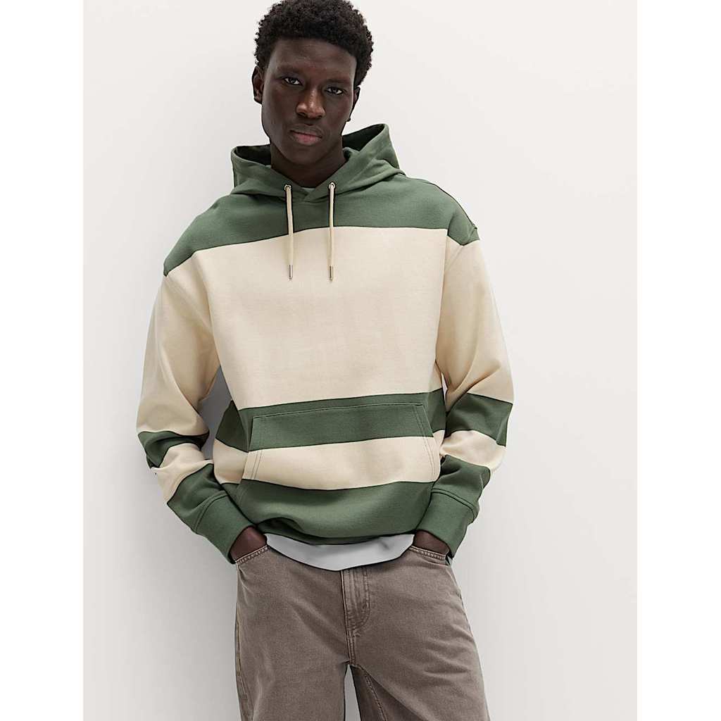 M&S - Sweater Pria  - Pure Cotton Colour Block Hoodie