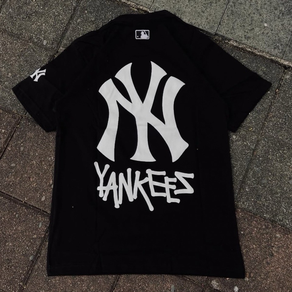 COTTON 20s TSHIRT MLB YANKEES BLACK WHITE PREMIUM KAOS MLB FULLTAG MIROR