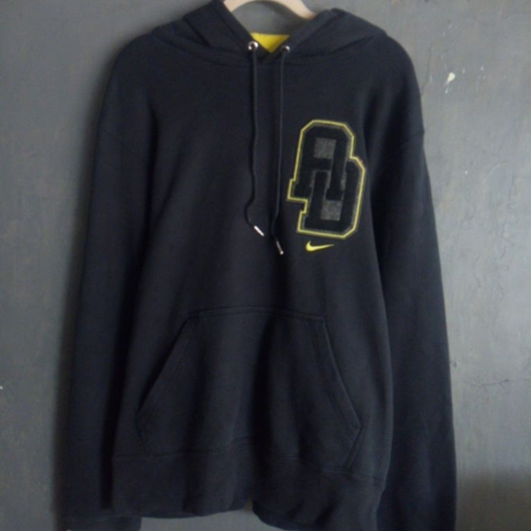Vintage Nike Hoodie Sweatshirt Hitam Mini Swoosh Bordir Size XL Full Tag