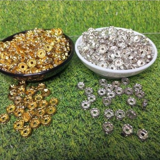 Rondel Silver Gold / Rondel Pembatas / Rondel Pembatas Mutiara / Pembatas Mutsin / Spacer 8Mm / Acc