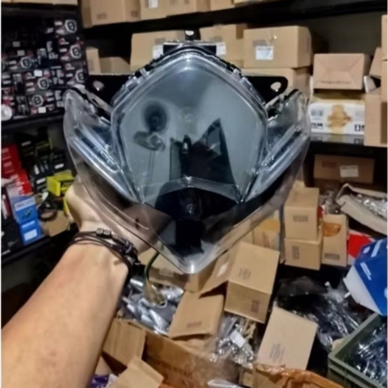 Kedok Reflektor Lampu Depan Satria FU Barong Tanpa Frame Custom Socket Dudukan H4