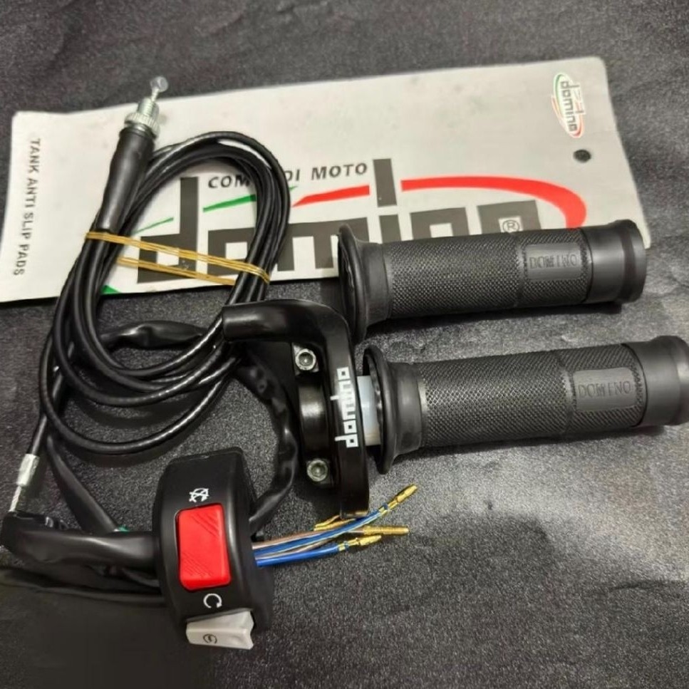 Paket Gas Spontan domino Set Handgrip + saklar stater on off + Kabel Panjang 190 Cm Motor Matic Univ