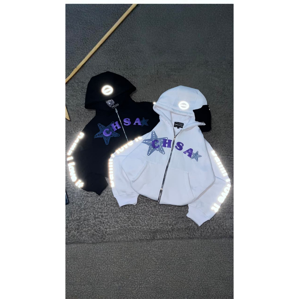 [COD] Jaket Hoodie Zipper Boxy Reflektif Motip Chase Atlantic  Gramasi 280gsm Moto sytle Jaket