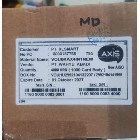 voucher kosong Axis 1box(4000sn)