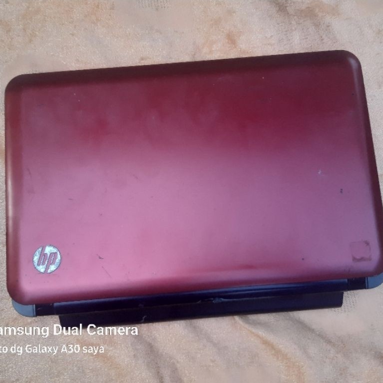 Netbook, Laptop mini, HP Mini 110-3700 Merah Intel Atom N570 RAM 2GB Netbook, notebook, nyala, saya 