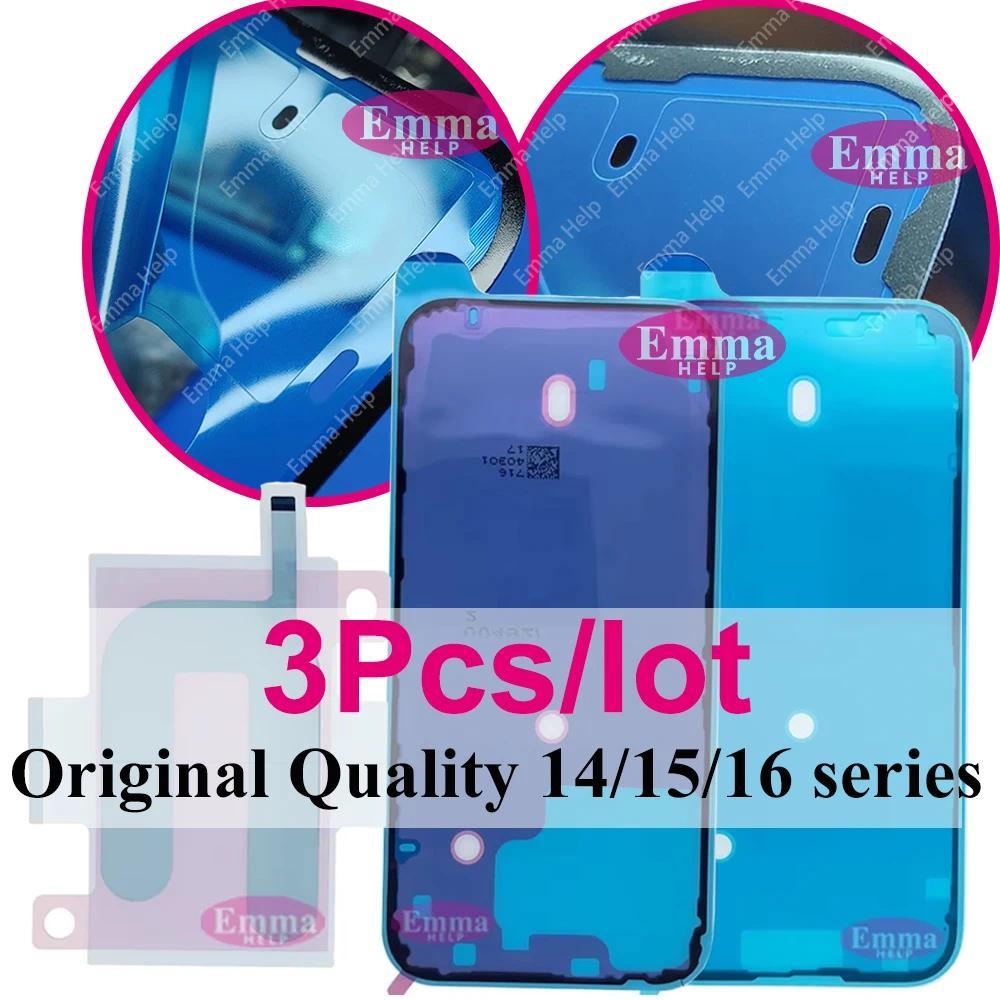 3pcs Perekat Penutup Baterai Belakang Pengganti untuk iPhone 16 Pro Max 15 14 Plus Stiker Perekat Ba