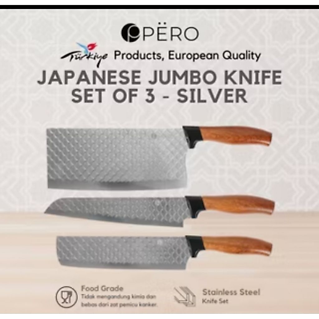 PERO Japanese Jumbo Knife Set isi 3 (pisau daging PERO)