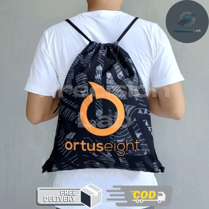 Tas Serut Olahraga Pria & Wanita Ortus Motif Woodie Grey Black - -, -