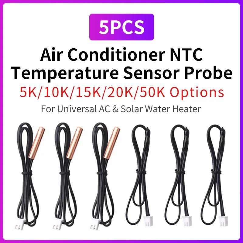 5 Buah Sensor Suhu AC Universal Kepala Tembaga Karet 5K 10K 15K 20K 25K 50K Probe NTC untuk Pemanas 