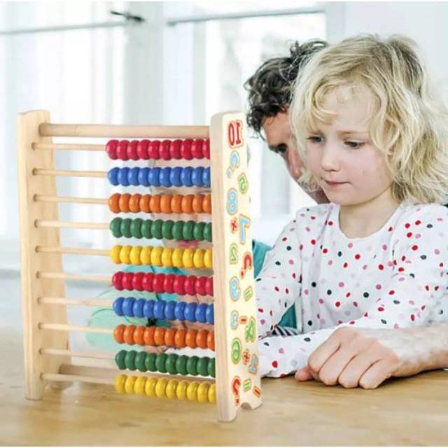 ARUMBINA Mainan edukasi kayu Sempoa berhitung abacus
