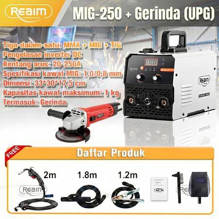 Reaim Mesin Las  Inverter MIG-250 3 IN 1  Multifungsi Portable Mini MMA 120 IGBT 450 watt Digital Di